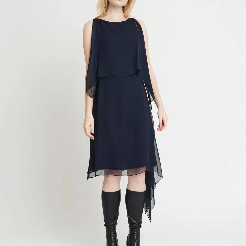 Morgane Le Fay Navy Silk Caelia Dress - Picture 10 of 10